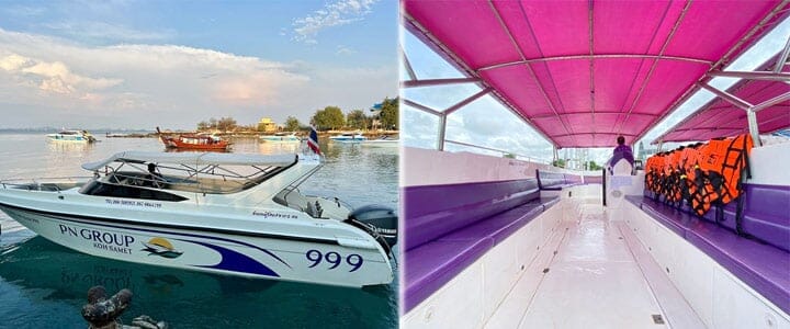 Exterior and interior views of a PN Group speedboat.