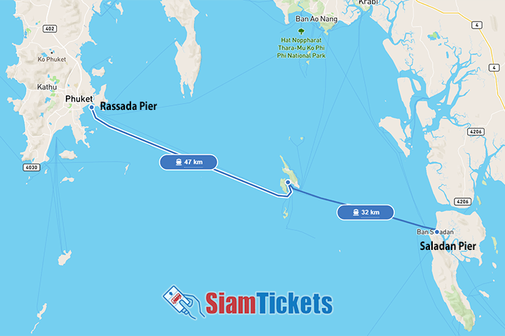 Travel Map from Koh Lanta to Phuket