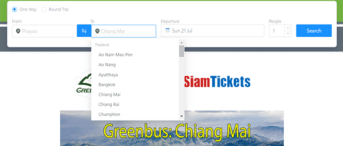 SiamTickets easy-to-use booking interface for Greenbus routes